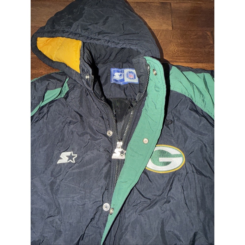 Vintage 90's NFL Green‎ Bay Packers Pullover Starter Jacket, Men's Size XL - Picture 5 of 13
